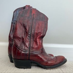 Vintage (1980’s) Tony Lama Red Eelskin Leather Cowboy Boots